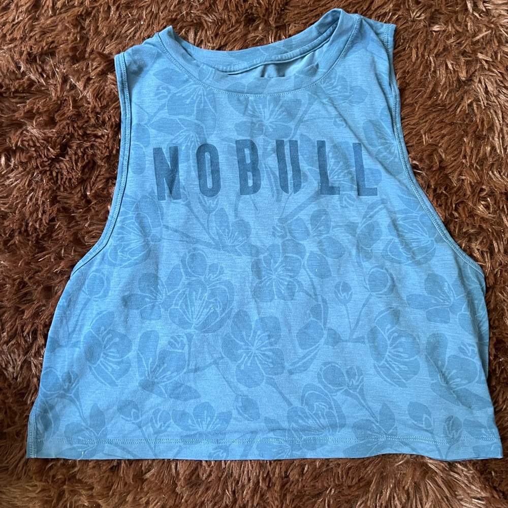 No bull crop tank top size medium floral blue